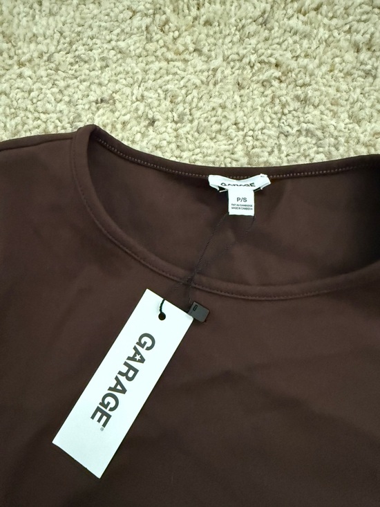 Garage Women's Long Sleeve Crewneck Top - Dark Brown - Picture 2 of 2